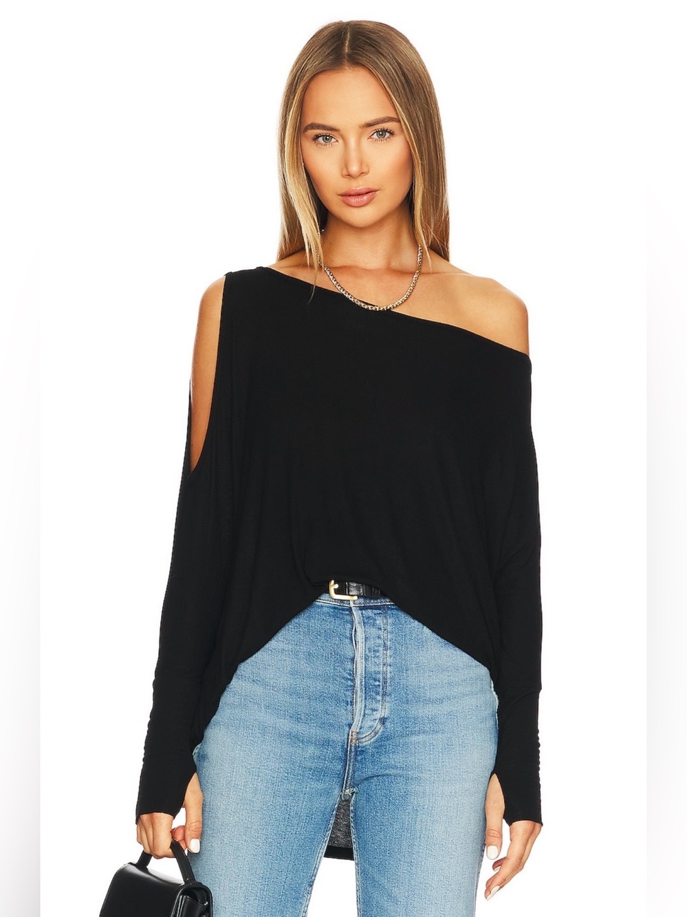 Michael Lauren Deuce Oversized Top in Black